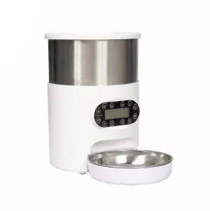 Auto Pet Feeder 3L, 4 Meals, Stainless Steel, Voice Record - YES4PETS