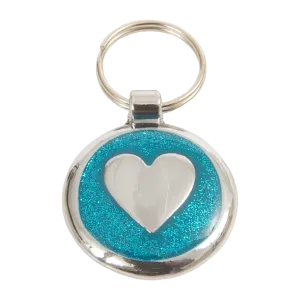 Azure Blue Heart Small 20mm Designer Dog Tag Shimmer Range