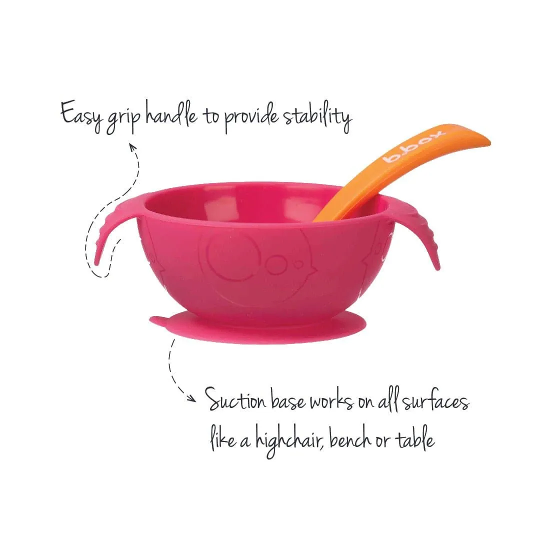 B.Box First Feeding Bowl Suction Set with Spoon-  Pink Orange