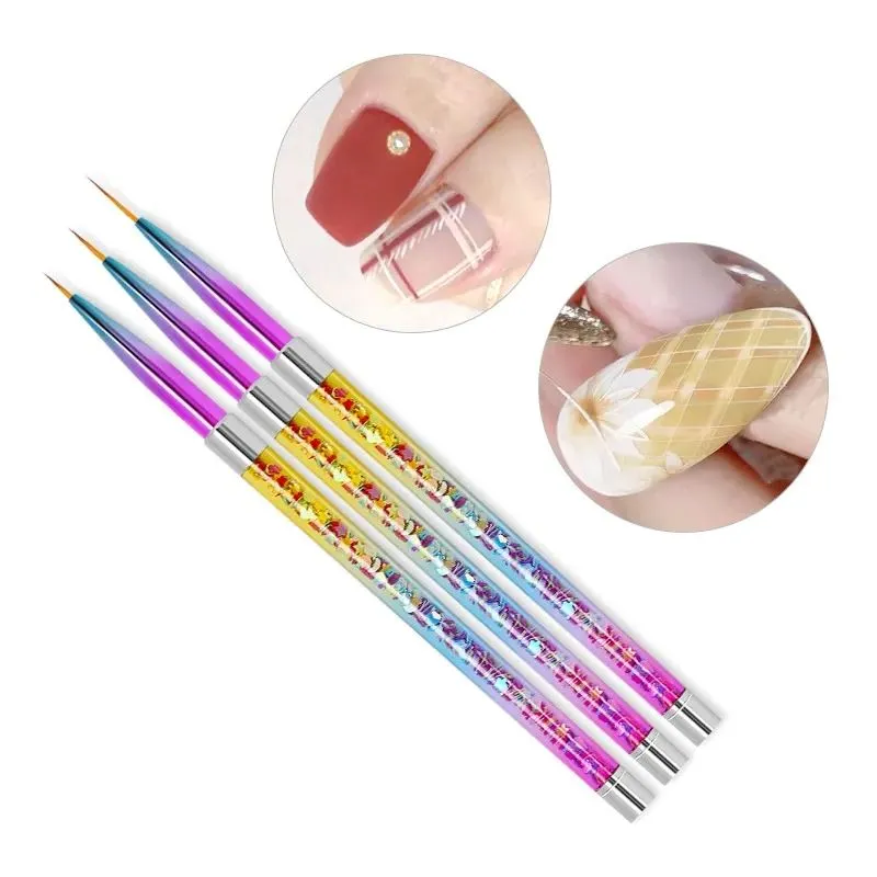 Colourful Nail Art Liner Brushes Set 3pcs