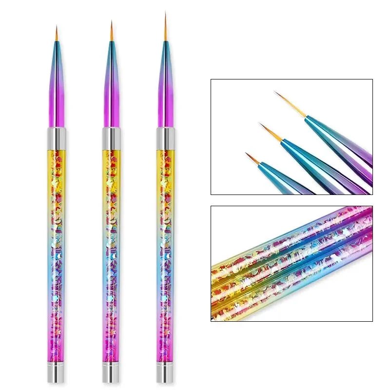 Colourful Nail Art Liner Brushes Set 3pcs