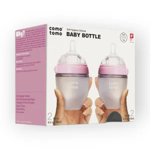 Comotomo Natural Feel Baby Bottle, Pink, Double Pack, 150ml