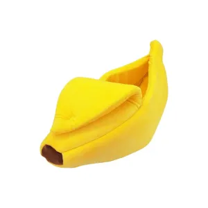 Cozy Banana Cat Bed, Semi-Open Cave, Medium - Floofi