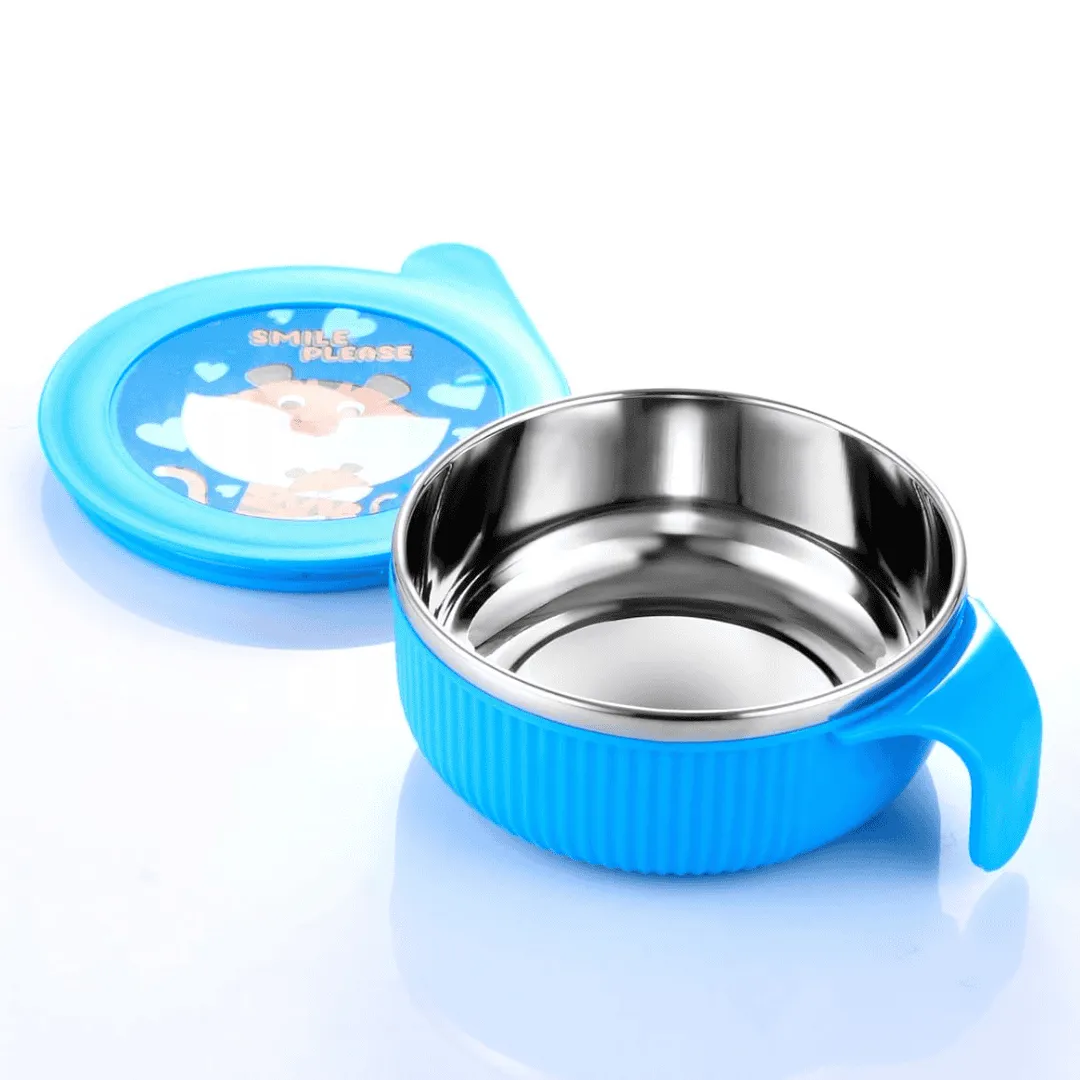 Liza Linex Blue Multipurpose Insulated Baby Feeding Bowl with Spoon Set With Lid