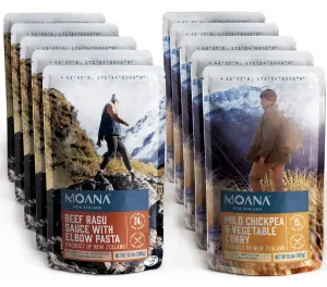 Moana - Beef Ragu Sauce With Pasta Pouch - 5 Pack   Mild Chickpea Vegetable Curry Pouch - 5 Pack