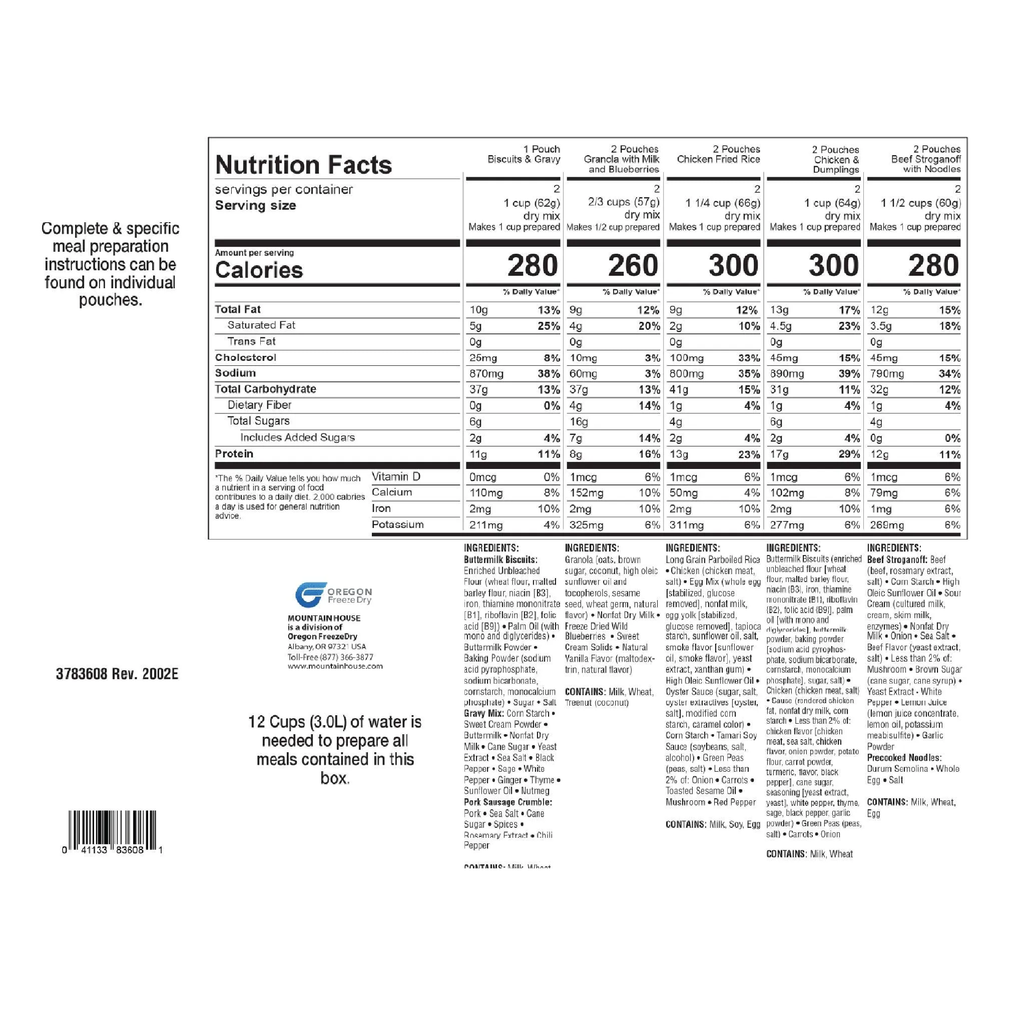 Mountain House - 3 Day Emergency Food Supply - 18 Servings