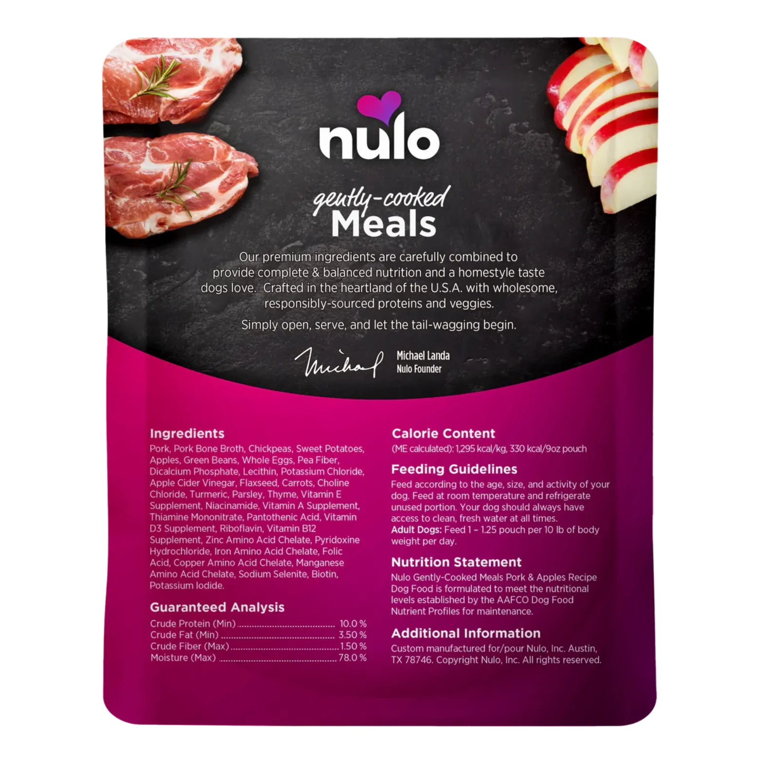 Nulo Freestyle Gently Cooked Meals Pork & Apple Recipe 9 oz