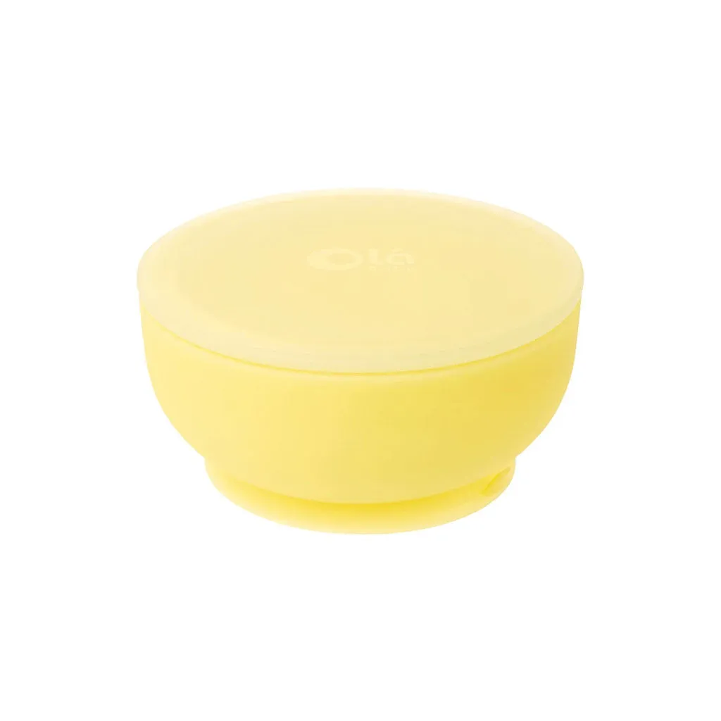 OlaBaby Suction Bowl with Lid Lemon