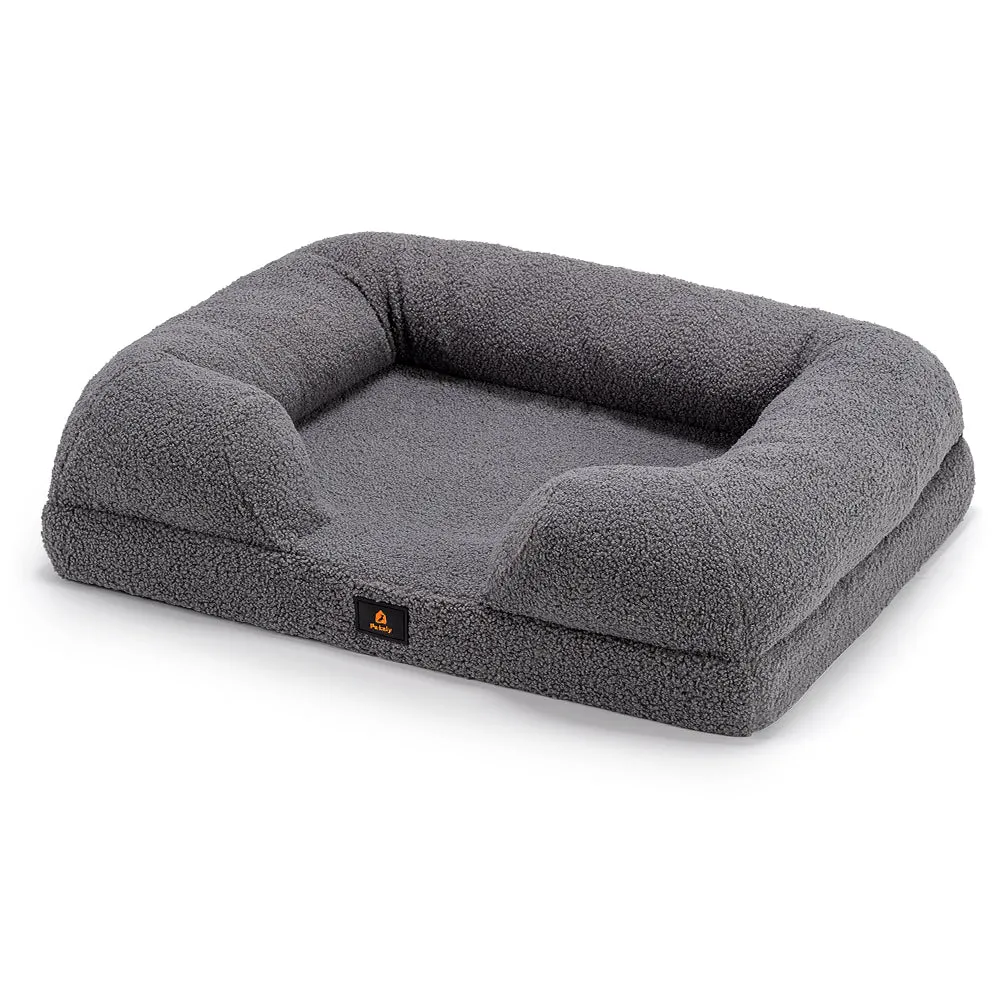 Petzly Memory Foam Dog Bed Pet Sofa Calming Bed Washable Removable Grey X Large