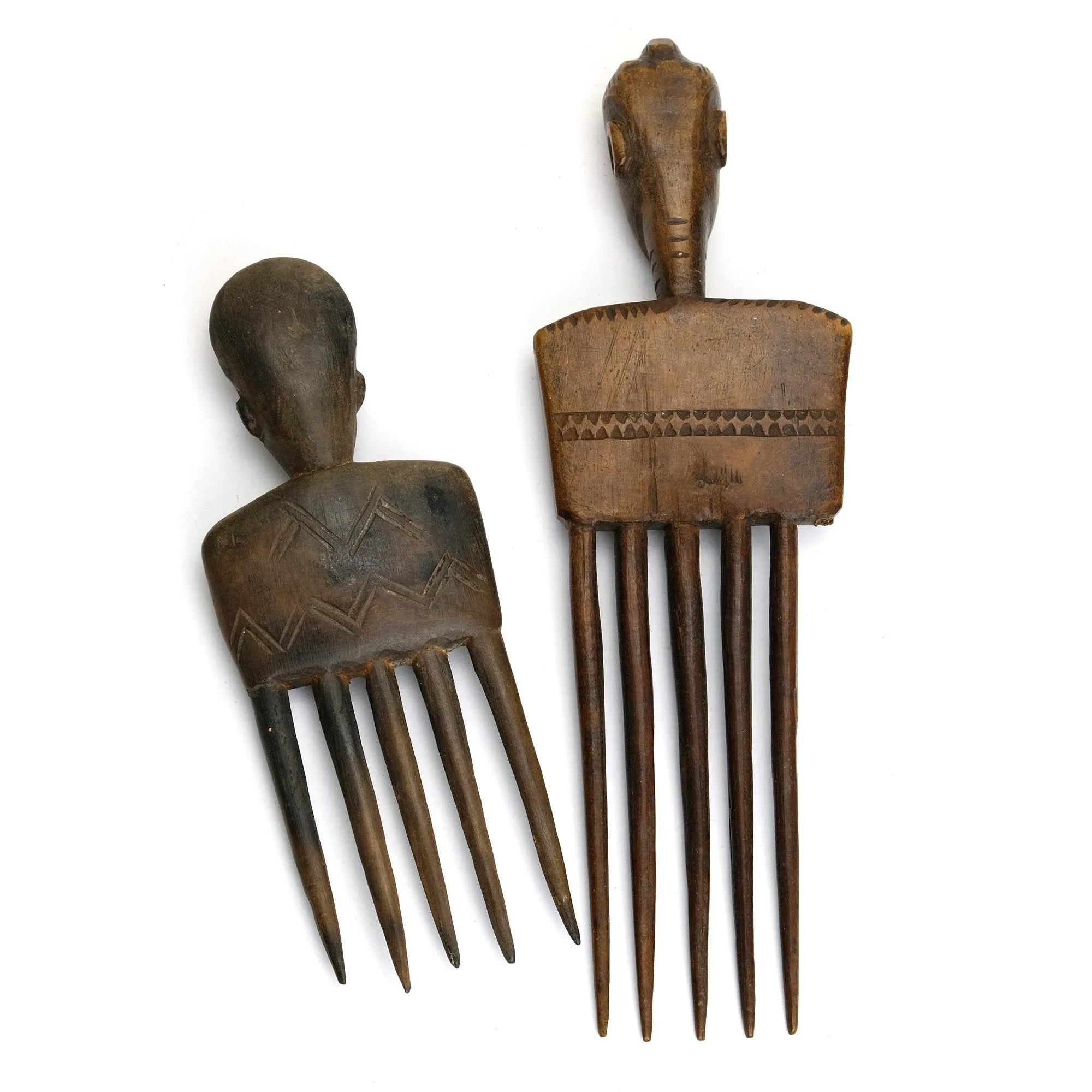 Wooden Portrait Combs From The Akan people of Cte d'Ivoire